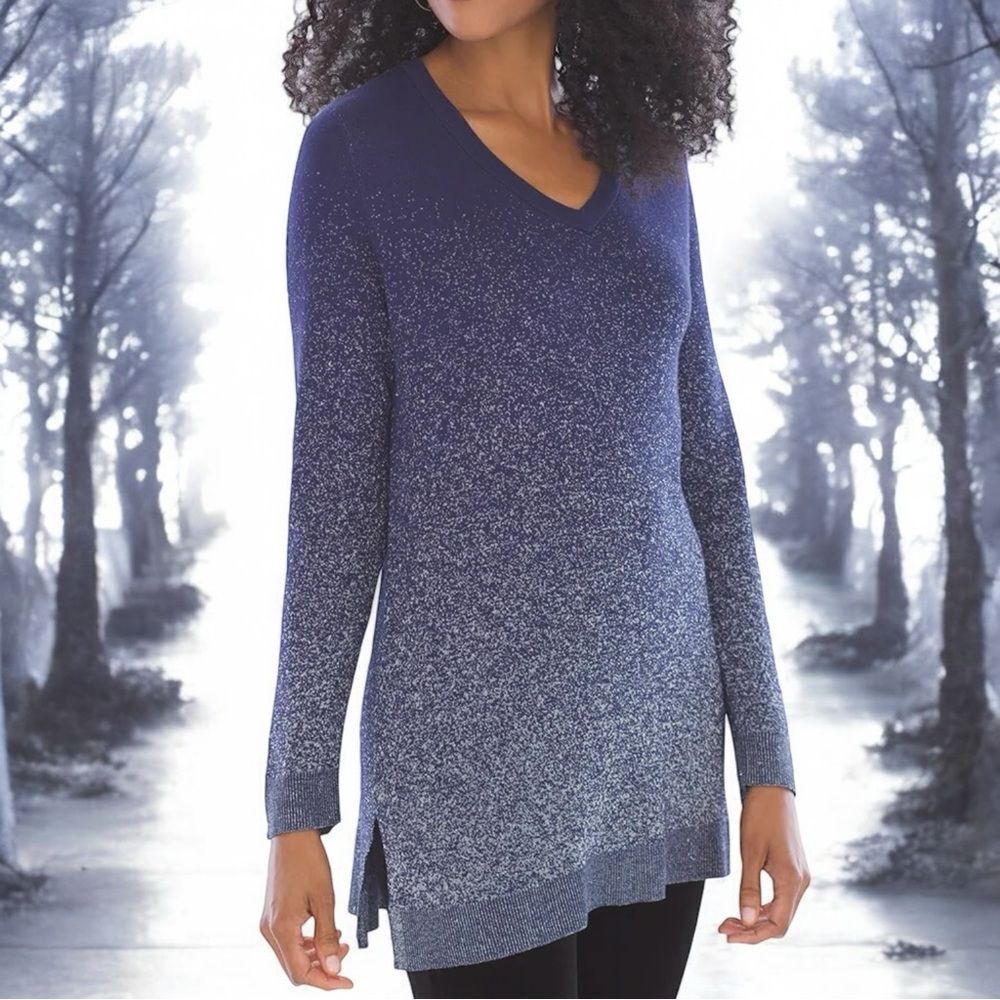 SOMA Lurex V-Neck Sweater Galaxy Blue/Silver Lurex XL